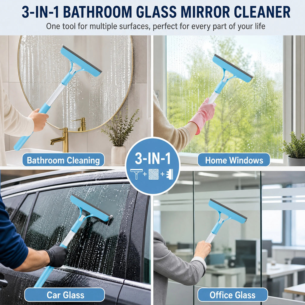 3-in-1 Window & Glass Cleaner with Squeegee